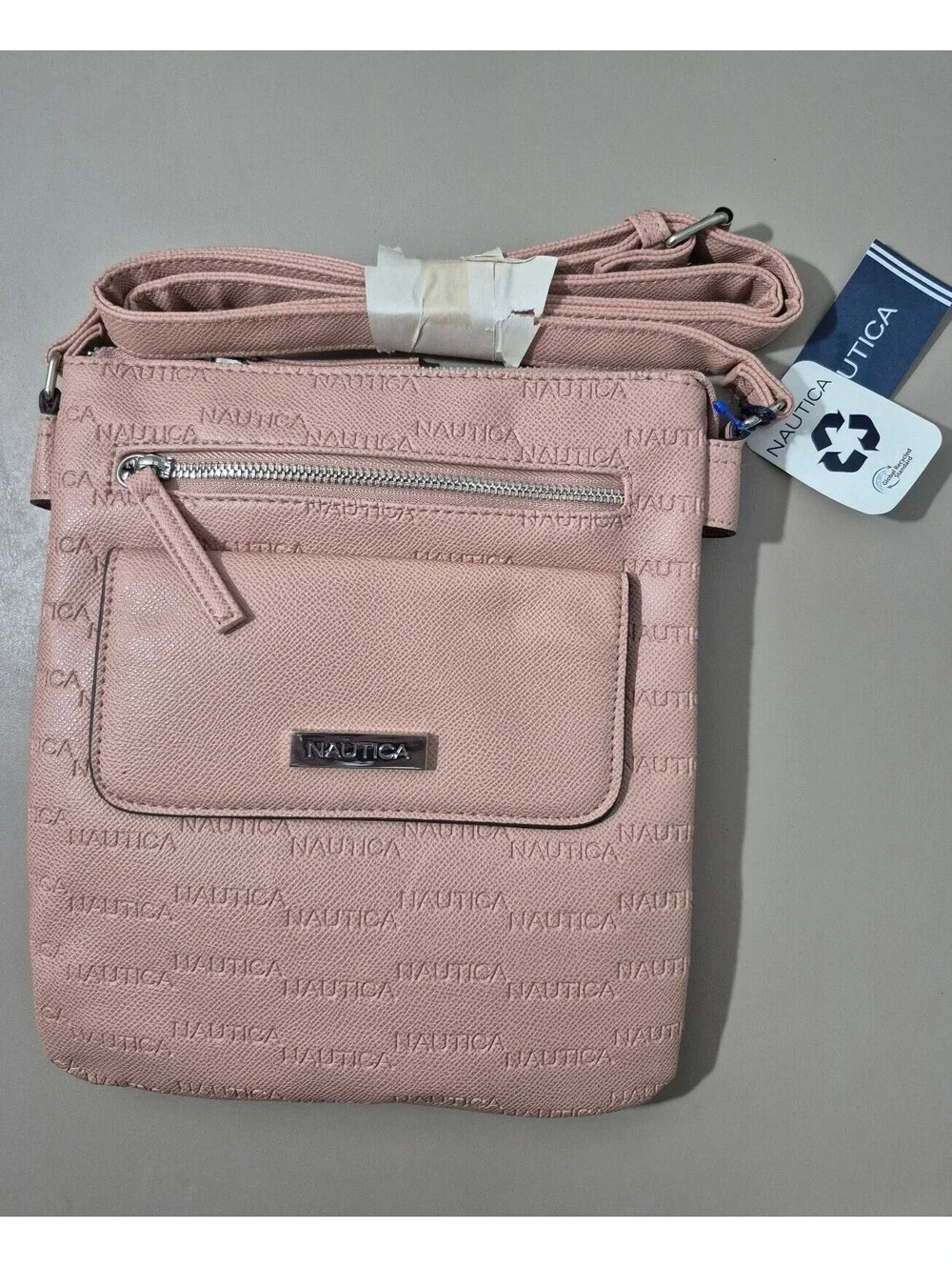 Nautica Blush Pink Embossed Logo Crossbody Bag NWT Adjustable Strap 9x10